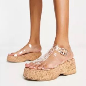 ASOS DESIGN Terra fisherman flatform sandals in clear